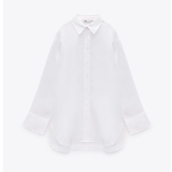 Zara Tops - Zara 100% Linen White Button Down Shirt